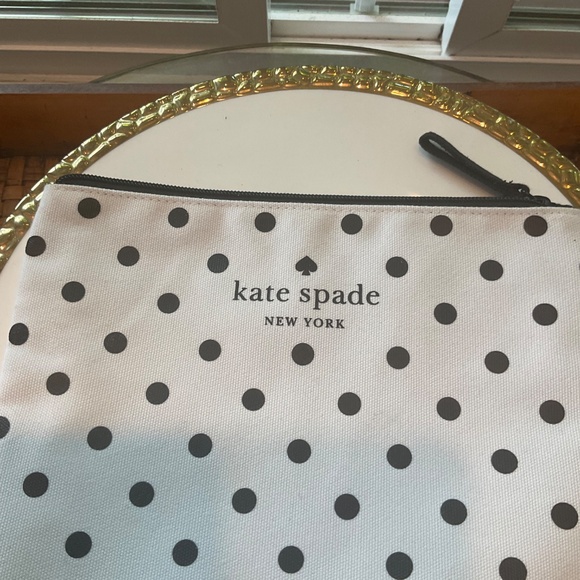 Kate Spade New York Black & White Polka Dot Canvas Make-Up Bag - Picture 2 of 5